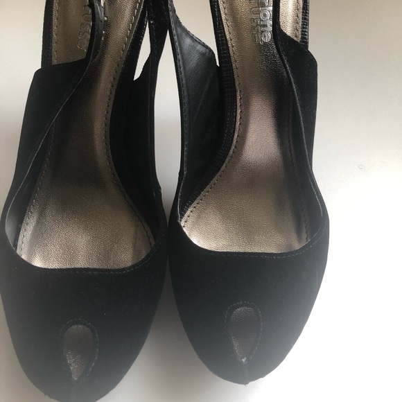 Black suede peep toe shoes - Picture 2 of 4